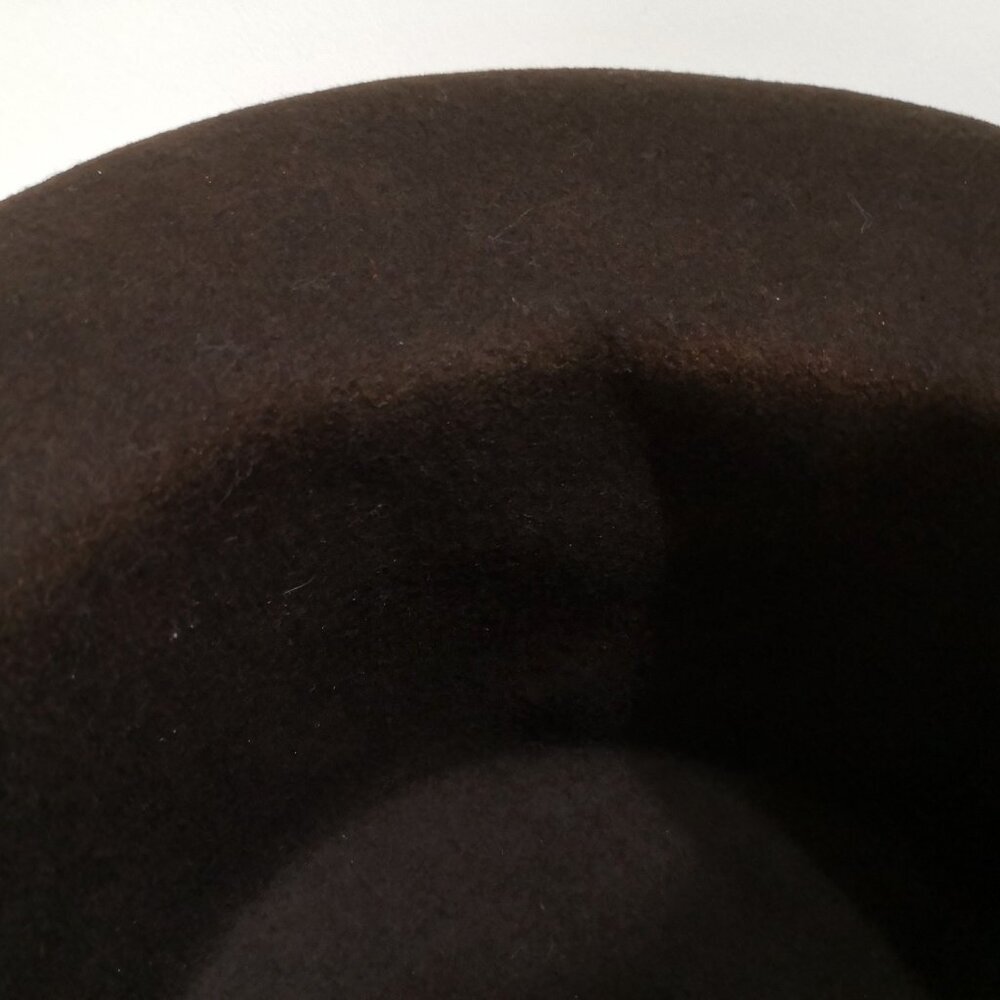 Vintage BETMAR New York Women's 100% Wool Felt Hat Bowl Tie Roll Up Brown - Picture 7 of 7